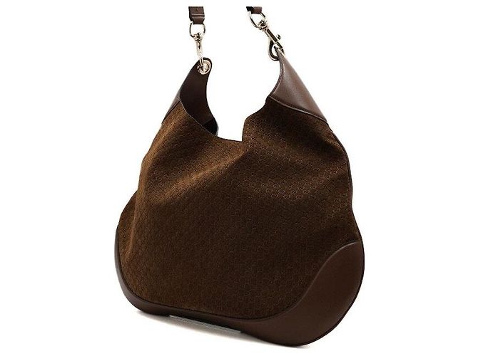 Gucci Borsa a tracolla Hobo da donna Medium in camoscio marrone con logo GG - vista 2