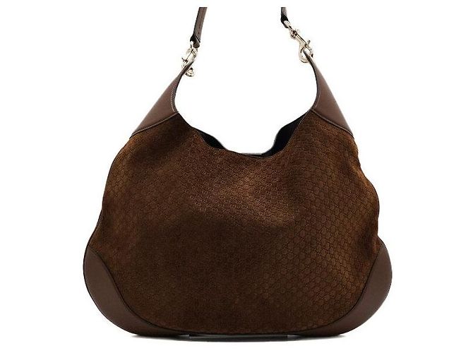 Gucci Borsa a tracolla Hobo da donna Medium in camoscio marrone con logo GG - vista 4