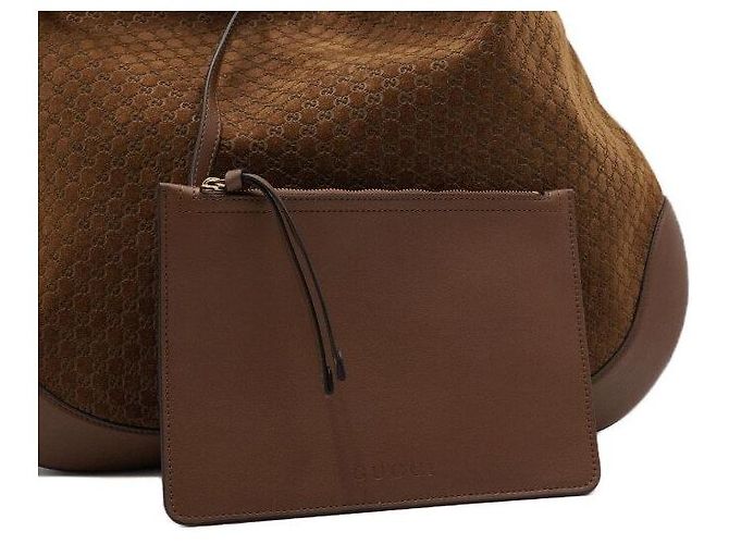 Gucci Borsa a tracolla Hobo da donna Medium in camoscio marrone con logo GG - vista 6