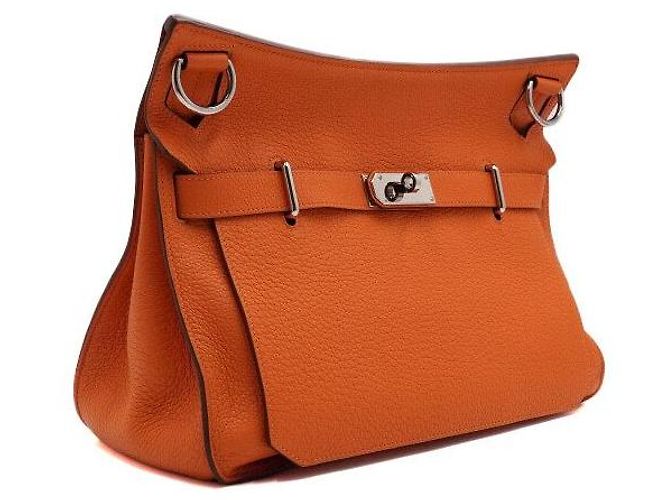 Hermès Bolsa de ombro com ferragens prateadas e alça transversal
 Laranja - vista 3