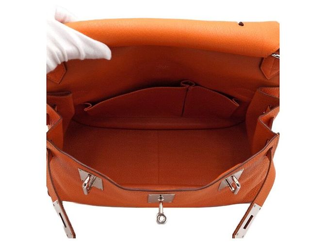 Hermès Bolsa de ombro com ferragens prateadas e alça transversal
 Laranja - vista 6