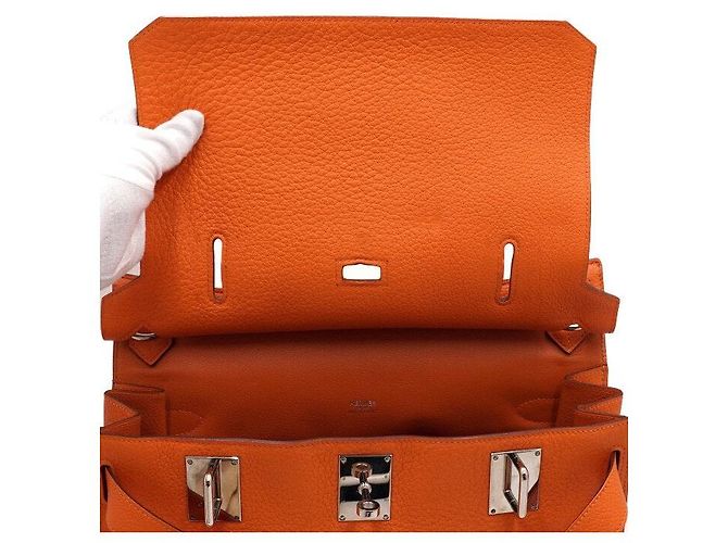 Hermès Bolsa de ombro com ferragens prateadas e alça transversal
 Laranja - vista 7