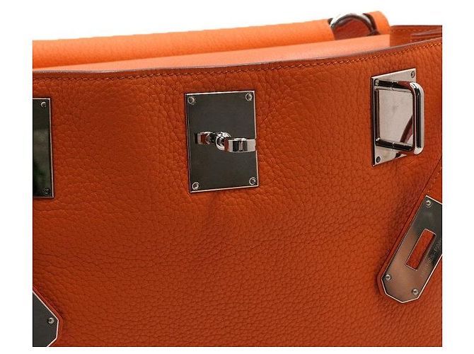 Hermès Bolsa de ombro com ferragens prateadas e alça transversal
 Laranja - vista 9