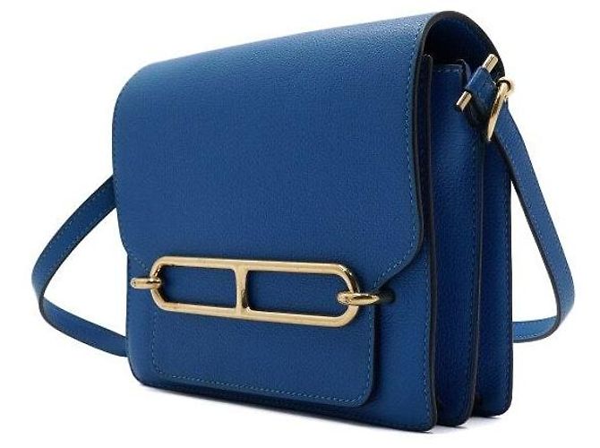 Hermès Borsa a tracolla e crossbody Blue Roulis Gold Hardware - vista 2