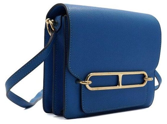 Hermès Borsa a tracolla e crossbody Blue Roulis Gold Hardware - vista 3