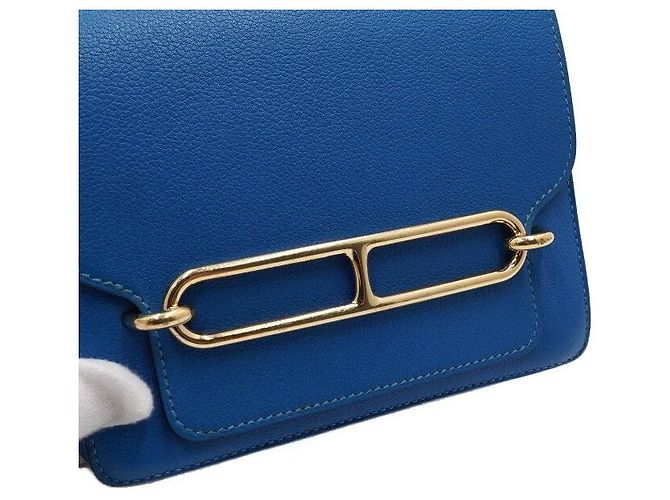 Hermès Borsa a tracolla e crossbody Blue Roulis Gold Hardware - vista 9