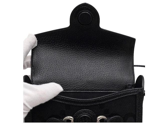 Horsebit 1955 Gucci Mini borsa a tracolla Horsebit in canvas GG nero - vista 6