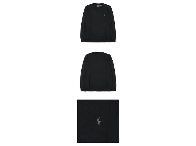 Ralph Lauren Wollstrickpullover für Herren mit besticktem Pony-Logo (Black) Schwarz - Ansicht 3