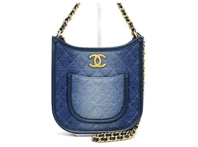 Chanel Borsa Hobo Shablin Denim con catena CC dorata, tote e borsa a tracolla Blu - vista 2
