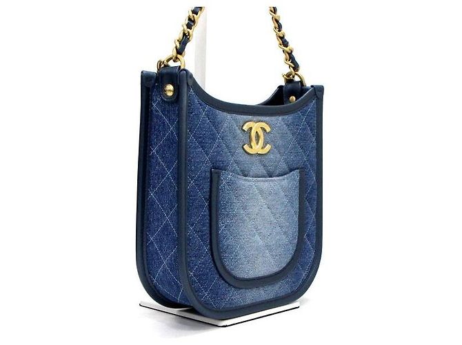 Chanel Borsa Hobo Shablin Denim con catena CC dorata, tote e borsa a tracolla Blu - vista 4