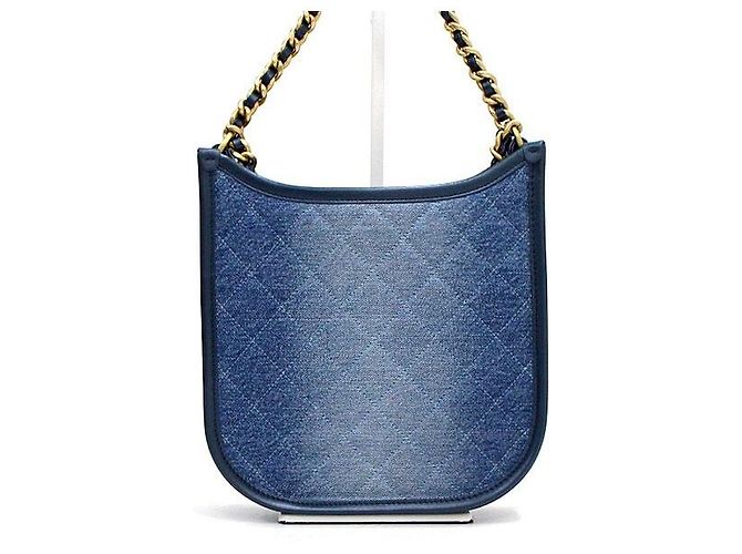 Chanel Borsa Hobo Shablin Denim con catena CC dorata, tote e borsa a tracolla Blu - vista 5