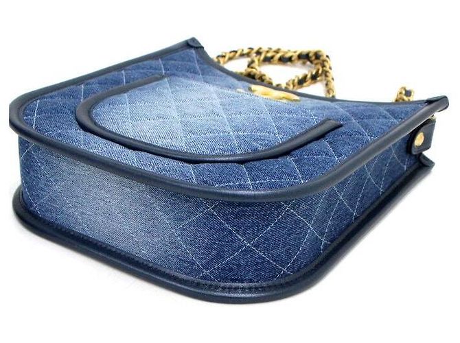 Chanel Borsa Hobo Shablin Denim con catena CC dorata, tote e borsa a tracolla Blu - vista 8