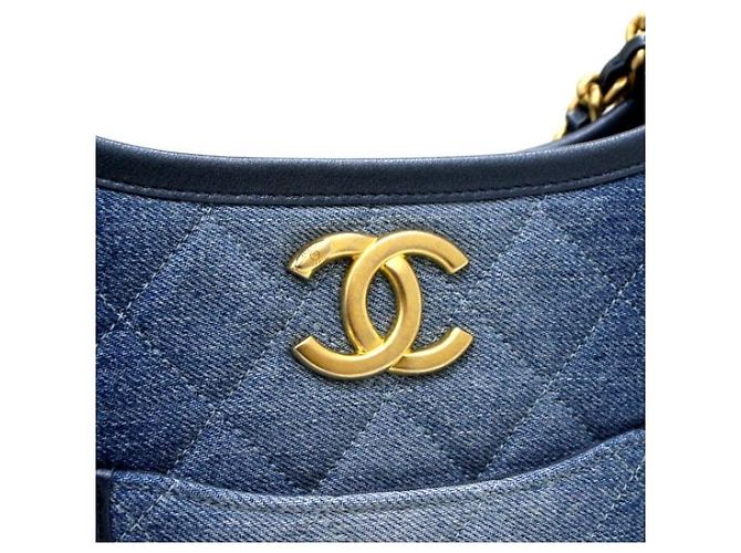 Chanel Borsa Hobo Shablin Denim con catena CC dorata, tote e borsa a tracolla Blu - vista 9
