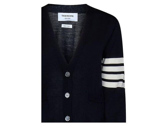 Thom Browne Cardigan aus feiner Merinowolle in entspannter Passform Blau - Ansicht 5