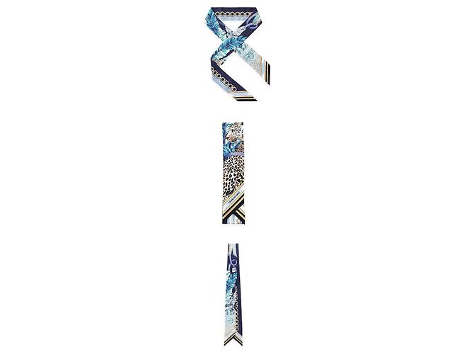 Salvatore Ferragamo Foulard in seta con stampa Fellini per donna Blu - vista 3