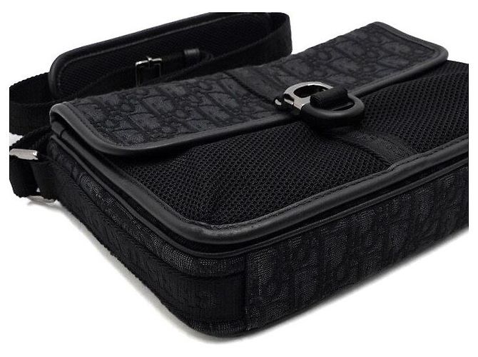 Dior Borsa a tracolla Black Oblique con patta e zip da uomo Nero - vista 7