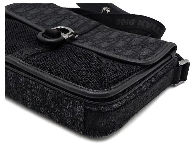 Dior Borsa a tracolla Black Oblique con patta e zip da uomo Nero - vista 8