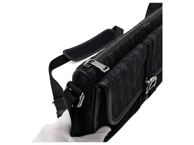 Dior Borsa a tracolla Black Oblique con patta e zip da uomo Nero - vista 9