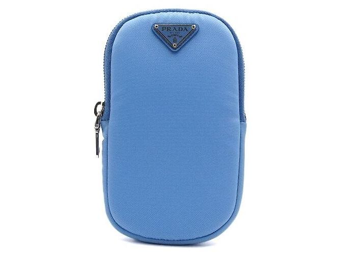 Prada Mini borsa a tracolla e crossbody unisex in nylon Tessuto blu con logo - vista 2