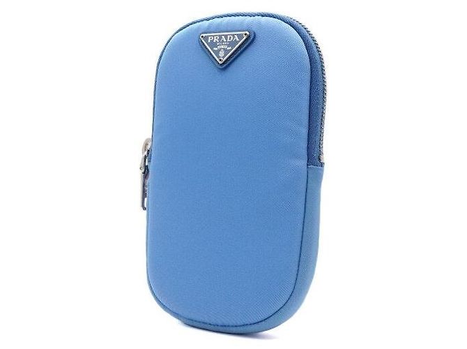 Prada Mini borsa a tracolla e crossbody unisex in nylon Tessuto blu con logo - vista 3
