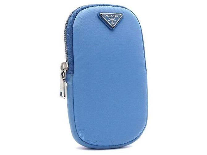 Prada Mini borsa a tracolla e crossbody unisex in nylon Tessuto blu con logo - vista 4