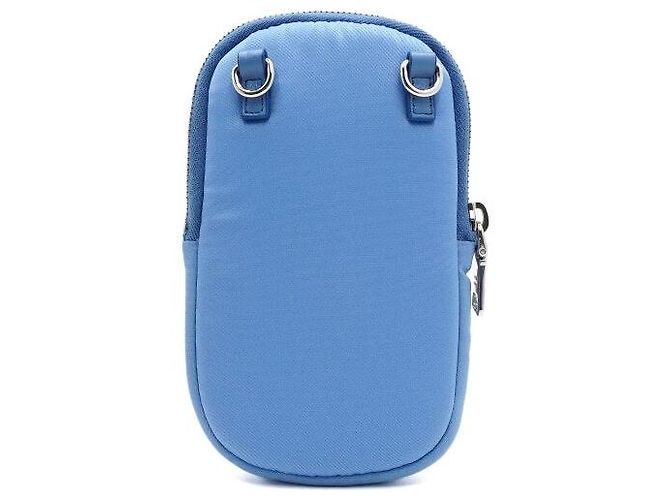 Prada Mini borsa a tracolla e crossbody unisex in nylon Tessuto blu con logo - vista 5