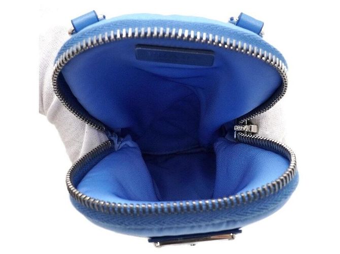 Prada Mini borsa a tracolla e crossbody unisex in nylon Tessuto blu con logo - vista 6