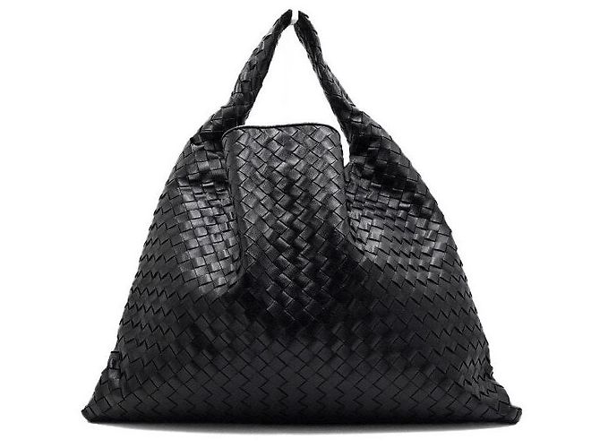 Bottega Veneta Borsa Tote e a Tracolla Hop Large in Pelle Intrecciato Nera Nero - vista 4