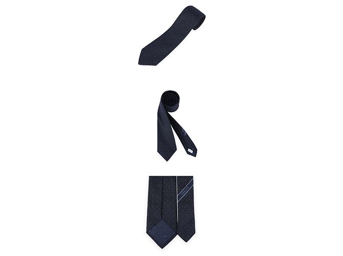 Salvatore Ferragamo Cravatta in jacquard di seta Canna Gancini da uomo (Navy) Blu - vista 4