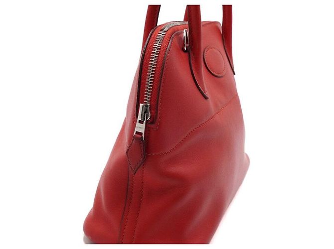 Hermès Borsa Tote Red Swift Bolide con Hardware Argento e Tracolla in Tessuto Rosso - vista 12
