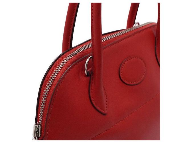 Hermès Borsa Tote Red Swift Bolide con Hardware Argento e Tracolla in Tessuto Rosso - vista 13