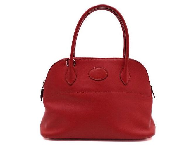 Hermès Borsa Tote Red Swift Bolide con Hardware Argento e Tracolla in Tessuto Rosso - vista 2