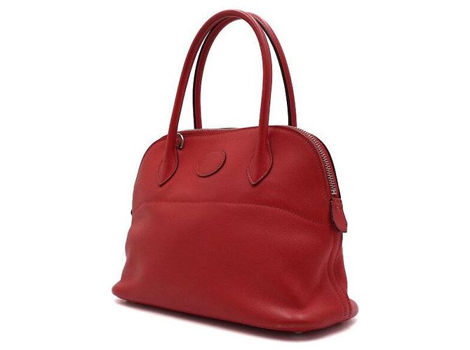 Hermès Borsa Tote Red Swift Bolide con Hardware Argento e Tracolla in Tessuto Rosso - vista 3