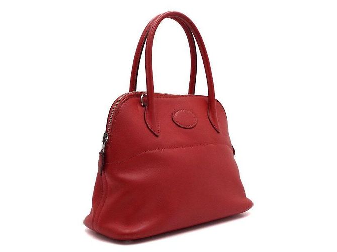 Hermès Borsa Tote Red Swift Bolide con Hardware Argento e Tracolla in Tessuto Rosso - vista 4