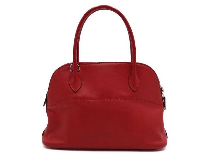 Hermès Borsa Tote Red Swift Bolide con Hardware Argento e Tracolla in Tessuto Rosso - vista 5