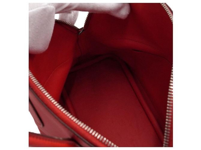 Hermès Borsa Tote Red Swift Bolide con Hardware Argento e Tracolla in Tessuto Rosso - vista 7