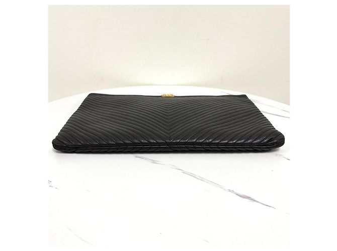 Chanel Borsa a Pochette Boy Chevron Nera Nero - vista 7