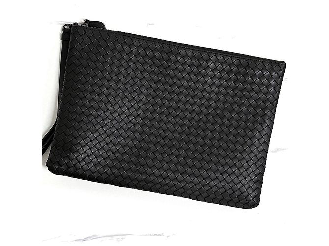 Bottega Veneta Borsa a Clutch Intrecciato Nera Nero - vista 4