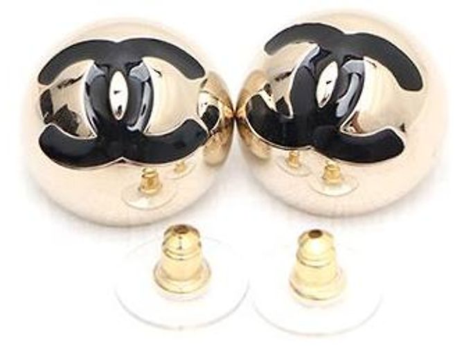 Chanel Orecchini CC Logo in metallo e resina Nero - vista 3