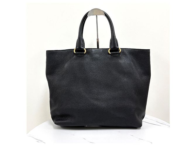 Prada Borsa Tote in Vitello Daino Nero - vista 3