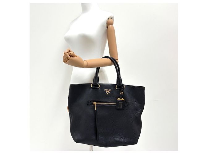 Prada Borsa Tote in Vitello Daino Nero - vista 4