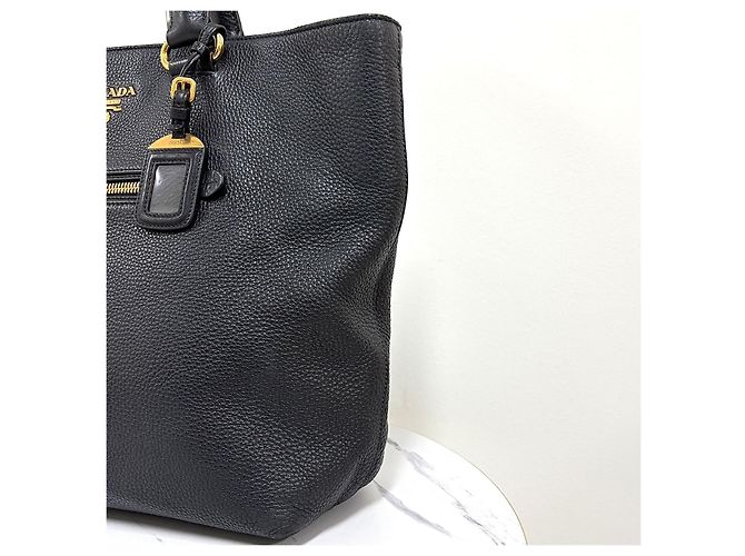 Prada Borsa Tote in Vitello Daino Nero - vista 6