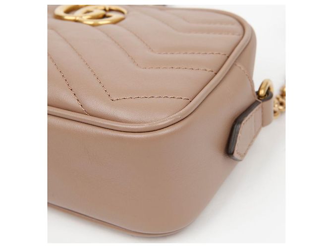 Gucci Sac à épaule mini GG Marmont Matelassé Dusty Pink Nude Marron - vue 8