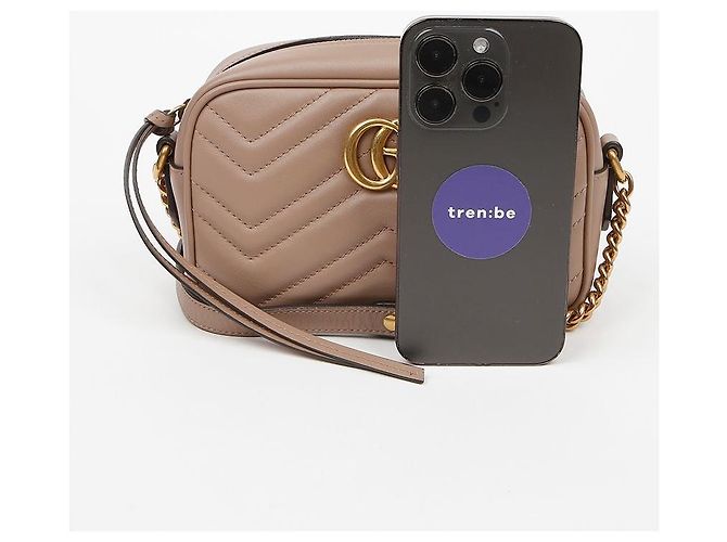 Gucci Sac à épaule mini GG Marmont Matelassé Dusty Pink Nude Marron - vue 9