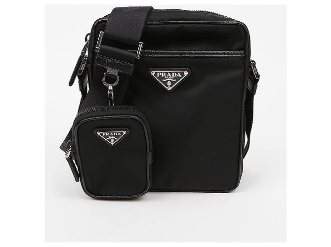 Prada Bolsa de ombro em couro Saffiano e Re-Nylon com logo triangular Preto - vista 2