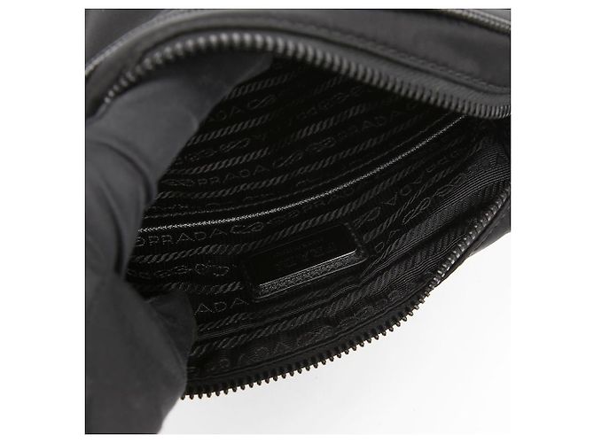 Prada Bolsa de ombro em couro Saffiano e Re-Nylon com logo triangular Preto - vista 8