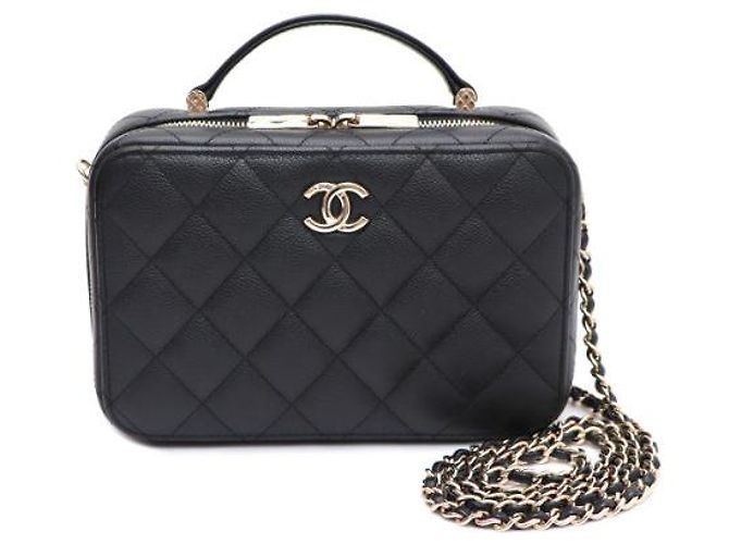 Chanel Bolso Vanity Caviar con asa superior, bolso cosmético, bolso cámara, bolso tote, bolso bandolera Negro - vista 11