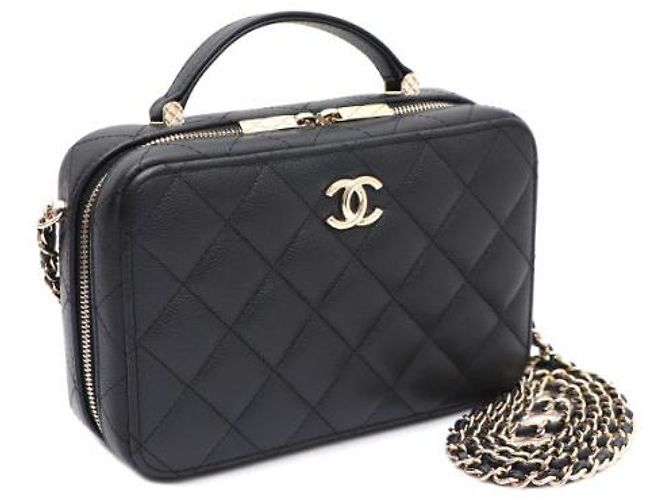 Chanel Bolso Vanity Caviar con asa superior, bolso cosmético, bolso cámara, bolso tote, bolso bandolera Negro - vista 12