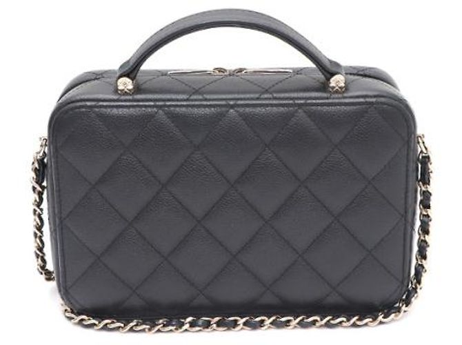 Chanel Bolso Vanity Caviar con asa superior, bolso cosmético, bolso cámara, bolso tote, bolso bandolera Negro - vista 13