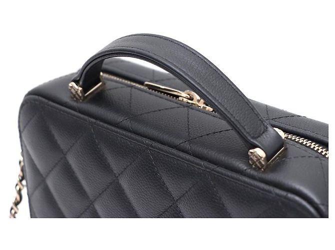 Chanel Bolso Vanity Caviar con asa superior, bolso cosmético, bolso cámara, bolso tote, bolso bandolera Negro - vista 14